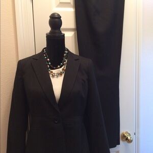 Black pantsuit blazer jacket trousers pants, neutral minimalist new petite